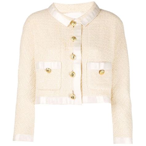 chanel cream cropped tweed jacket.